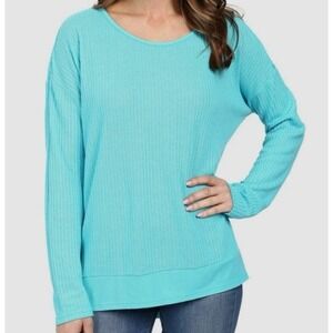 Fresh Produce Women's Blue Luna Long Sleeve Portland Rib Thermal Top Size XL/XXL